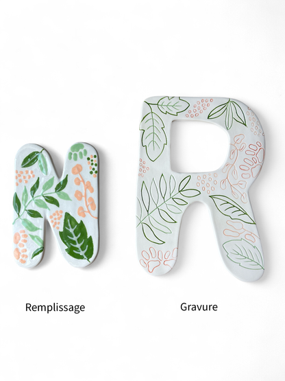 Grande Lettre en céramique - 100% personnalisable - décoration chambre d'enfant - lettre porte de chambre - cadeau de naissance - cadeau personnalisé - prénom personnalisé - décoration artisanale, unique et originale 